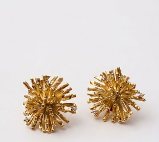 Contemporary Gold Plated Firework Burst Stud Earrings | XAGO Luxe