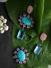 LE INARA 4 IN 1 CONVERTIBLE EARRING WITH TURQUOISE AMETHYST DROP EARRINGS jewellery in 24K gold plating | XAGO Luxe