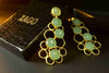 NOAH GOLD PLATED ROSE CUT AQUA CHALCEDONY CONTEMPORARY  DROP EARRINGS jewellery in 24K gold plating | XAGO Luxe