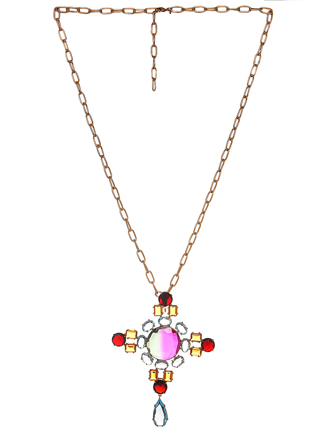 XAGO MULTI STONE STUDDED BIG PENDANT