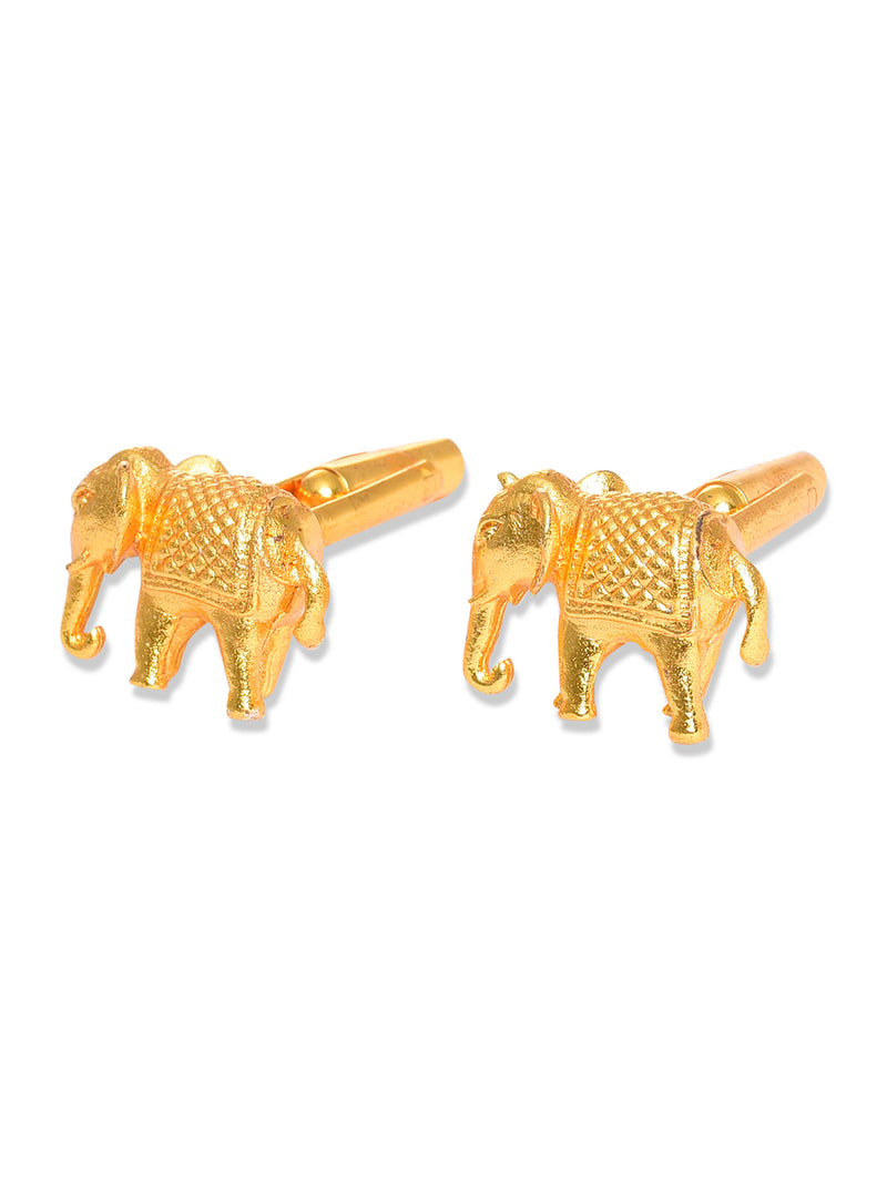 GOLD TONED ELEPHANT- SHAPED CUFFLINKS jewellery in 24K gold plating | XAGO Luxe