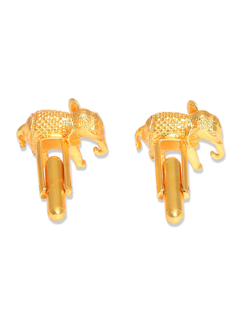 GOLD TONED ELEPHANT- SHAPED CUFFLINKS jewellery in 24K gold plating | XAGO Luxe