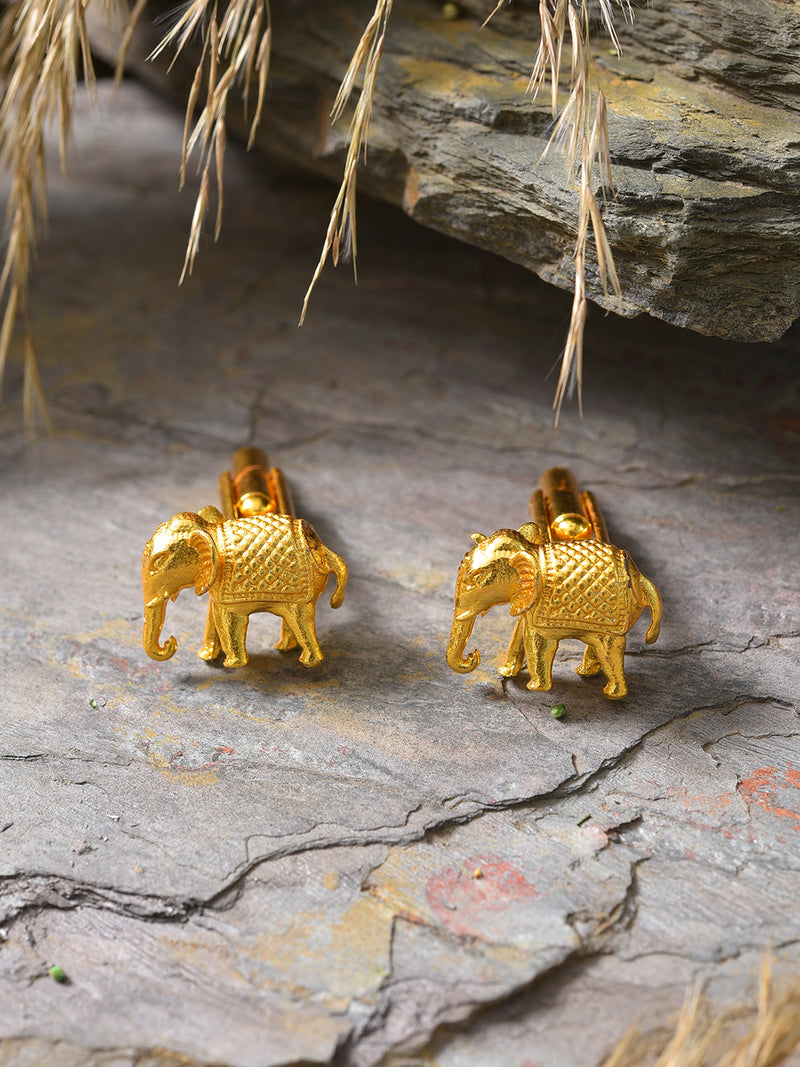 GOLD TONED ELEPHANT- SHAPED CUFFLINKS jewellery in 24K gold plating | XAGO Luxe