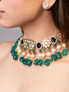 LE SHRI MULTICOLOUR BEADS AND MOISSANITE  NECKLACE jewellery in 24K gold plating | XAGO Luxe