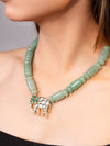 LE EIRAN GREEN KUNDAN NECKLACE jewellery in 24K gold plating | XAGO Luxe