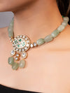 LE TEYLIE GREEN BEADS AND MOISSANITE STUDDED NECKLACE jewellery in 24K gold plating | XAGO Luxe