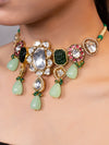 LE HABE MULTI BEADS AND MOISSANITE STUDDED NECKLACE jewellery in 24K gold plating | XAGO Luxe