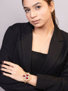 LE DIVA GOLD PLATED RED BEADS AND KUNDAN STUDDED BRACELET jewellery in 24K gold plating | XAGO Luxe