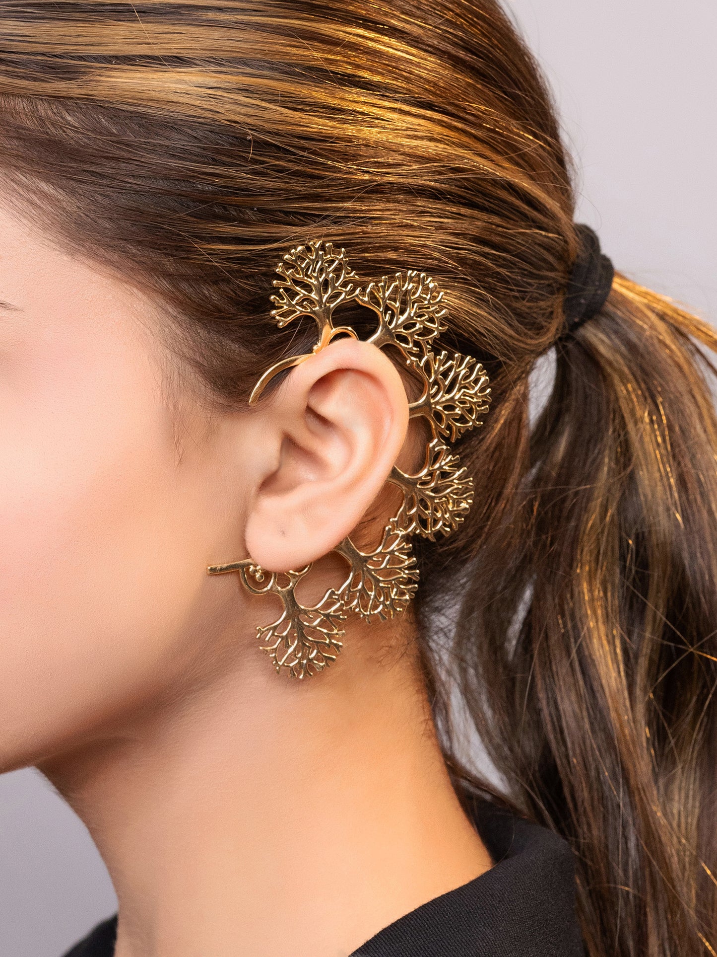 LE MUKUTA GOLD PLATED CUFF EARRINGS