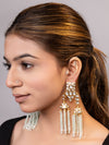 LE YUVAN MINT GREEN BEADS, MOISSANITE STUDDED EARRINGS jewellery in 24K gold plating | XAGO Luxe