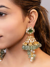 LE VALENN GOLD PLATED MOISSANITE AND GREEN PEARLS STUDDED EARRINGS jewellery in 24K gold plating | XAGO Luxe