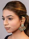 LE NENYA GOLD PLATED MOISSANITE AND GREEN PEARLS STUDDED EARRINGS jewellery in 24K gold plating | XAGO Luxe