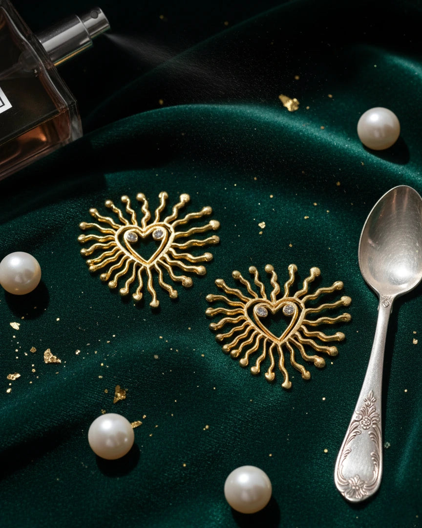 Xago Celeste Heart Earrings – Gold-Tone Statement Heart Studs