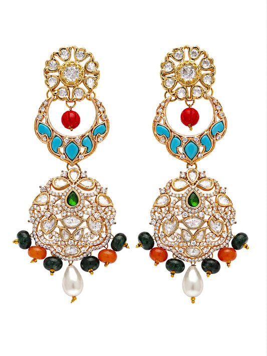 Multi-Gemstone Kundan Chandbali Earrings | XAGO Luxe