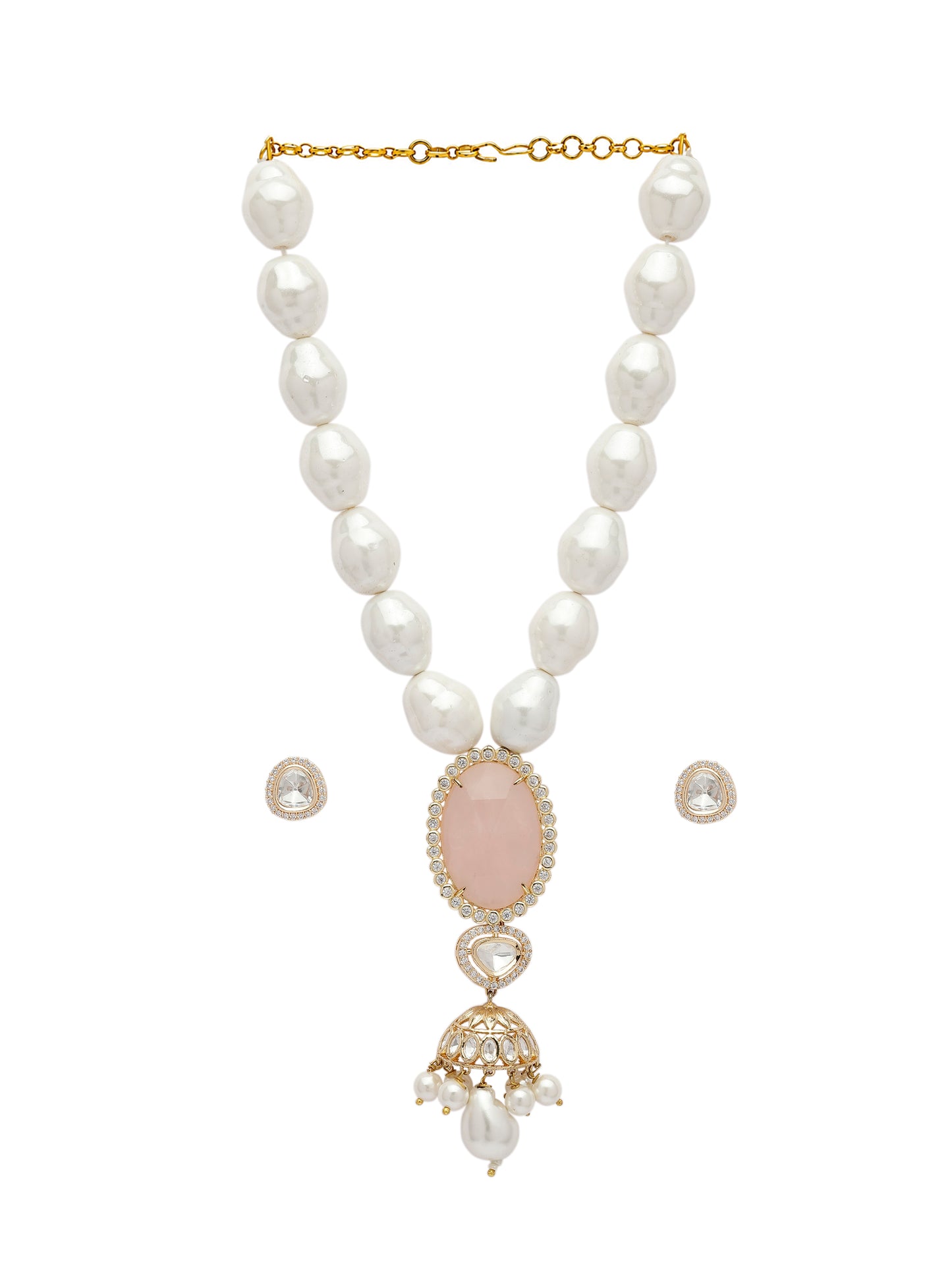 Modern Gold-Tone Filigree Jhumki Necklace Set | XAGO Luxe
