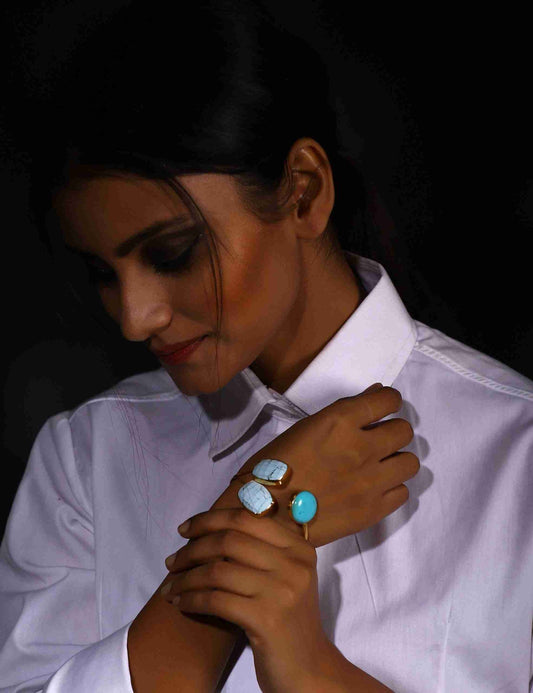 CORA GOLD TURQUOISE BRACELET jewellery in 24K gold plating | XAGO Luxe