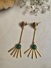 GOLD TONED GREEN TEARDROP SHAPED DROP EARRING jewellery in 24K gold plating | XAGO Luxe