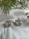 LE MARTIN SILVER PLATED WHITE SQUARE SHAPED STUD EARRINGS jewellery in 24K gold plating | XAGO Luxe