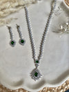 LE CHARIS EMERALD DIAMOND NECKLACE SET jewellery in 24K gold plating | XAGO Luxe