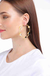 NATALIA BLACK ONYX, CRYSTAL AND PEARL HOOPS jewellery in 24K gold plating | XAGO Luxe