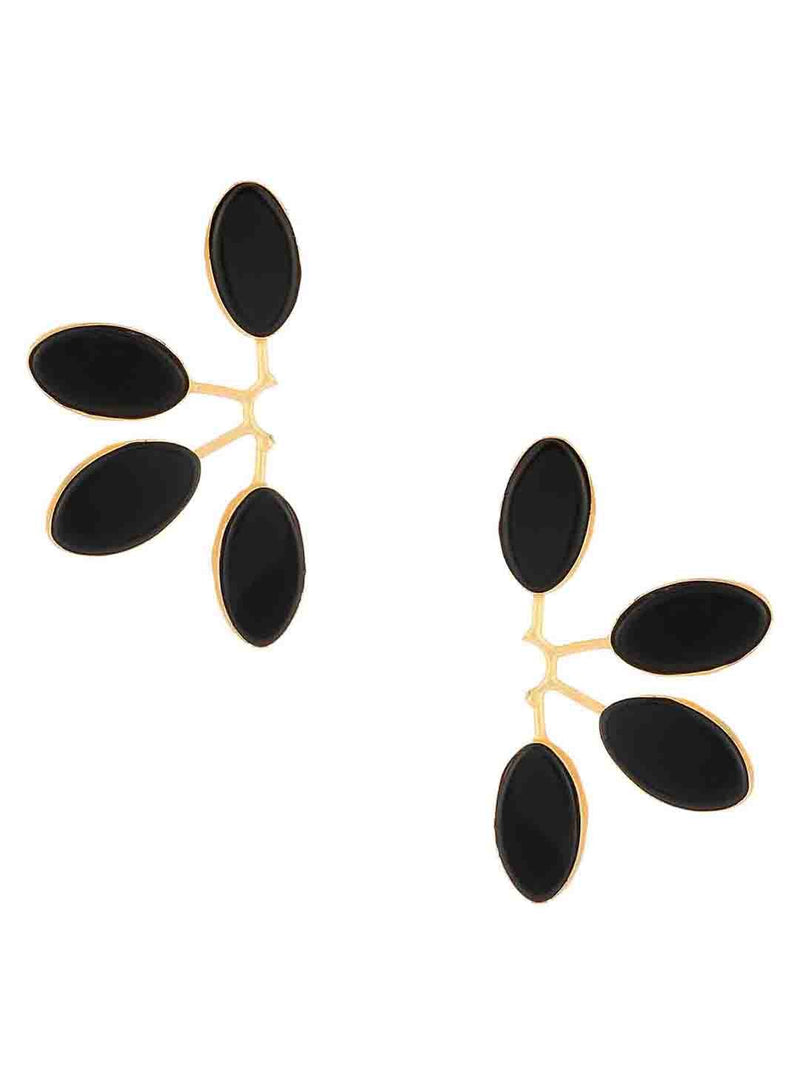 ELENA BLACK ONYX STUDS jewellery in 24K gold plating | XAGO Luxe