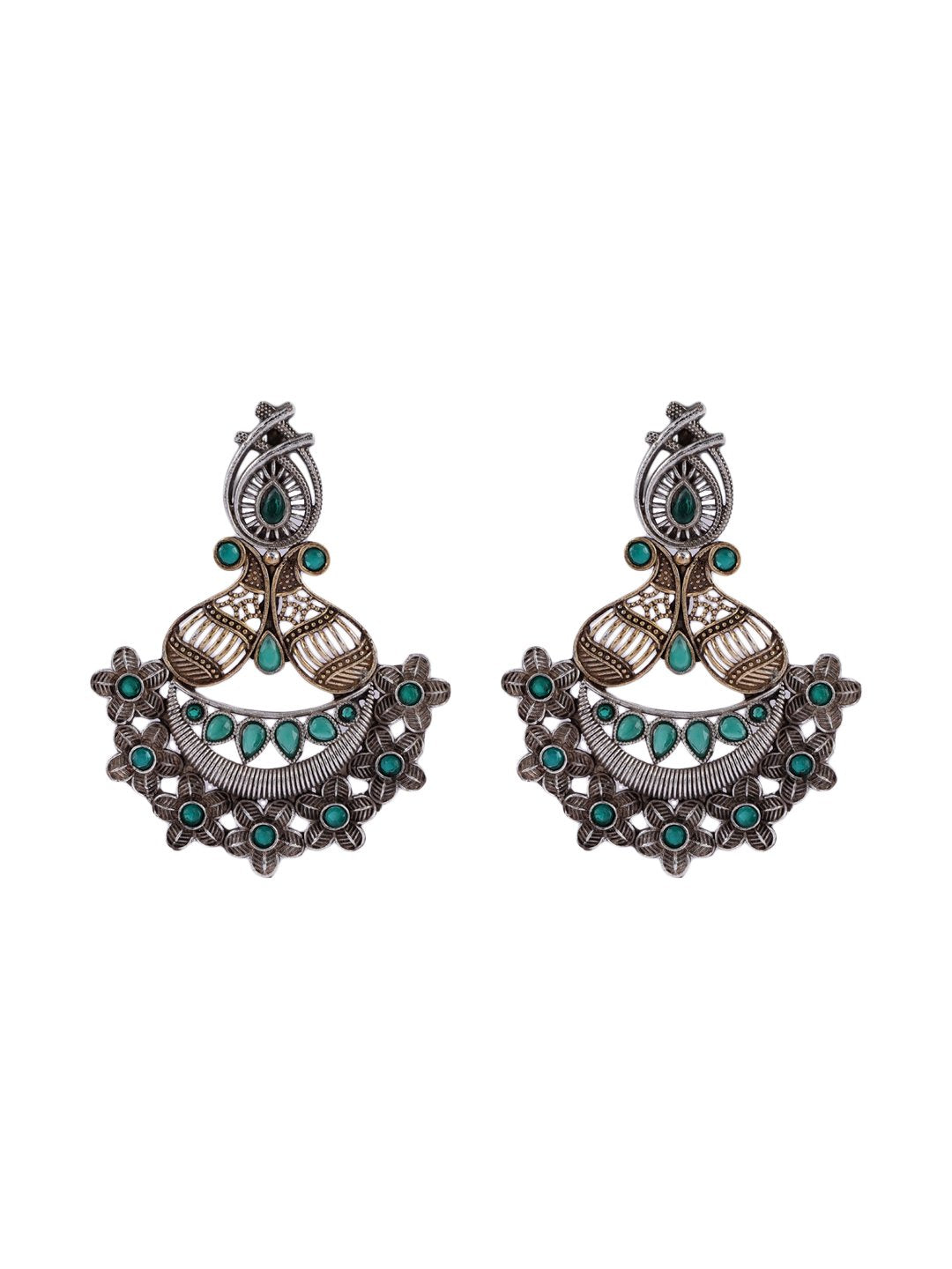 LE BASILIA SILVER-PLATED BEADED DOME-SHAPED EARRINGS