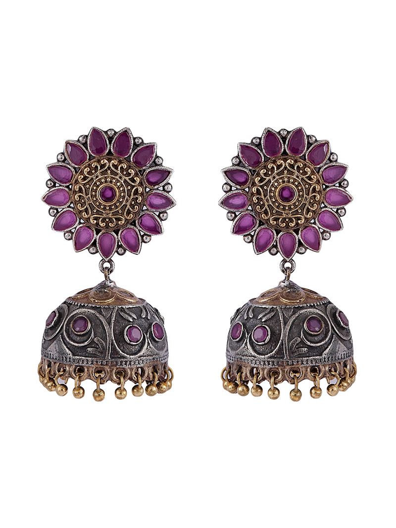 LE ALEJANDRA SILVER-PLATED BEADED DOME-SHAPED EARRINGS jewellery in 24K gold plating | XAGO Luxe