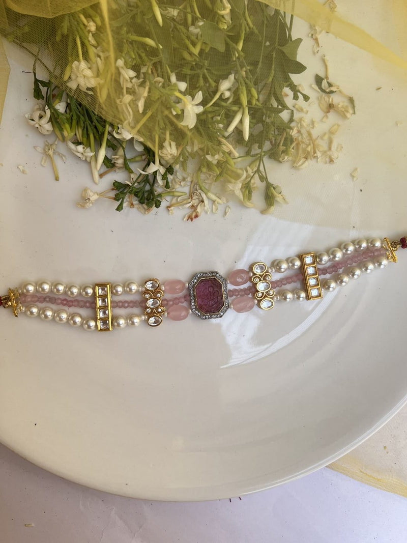 LE MARIO PINK PEARL & MOISSANITE NECKLACE jewellery in 24K gold plating | XAGO Luxe