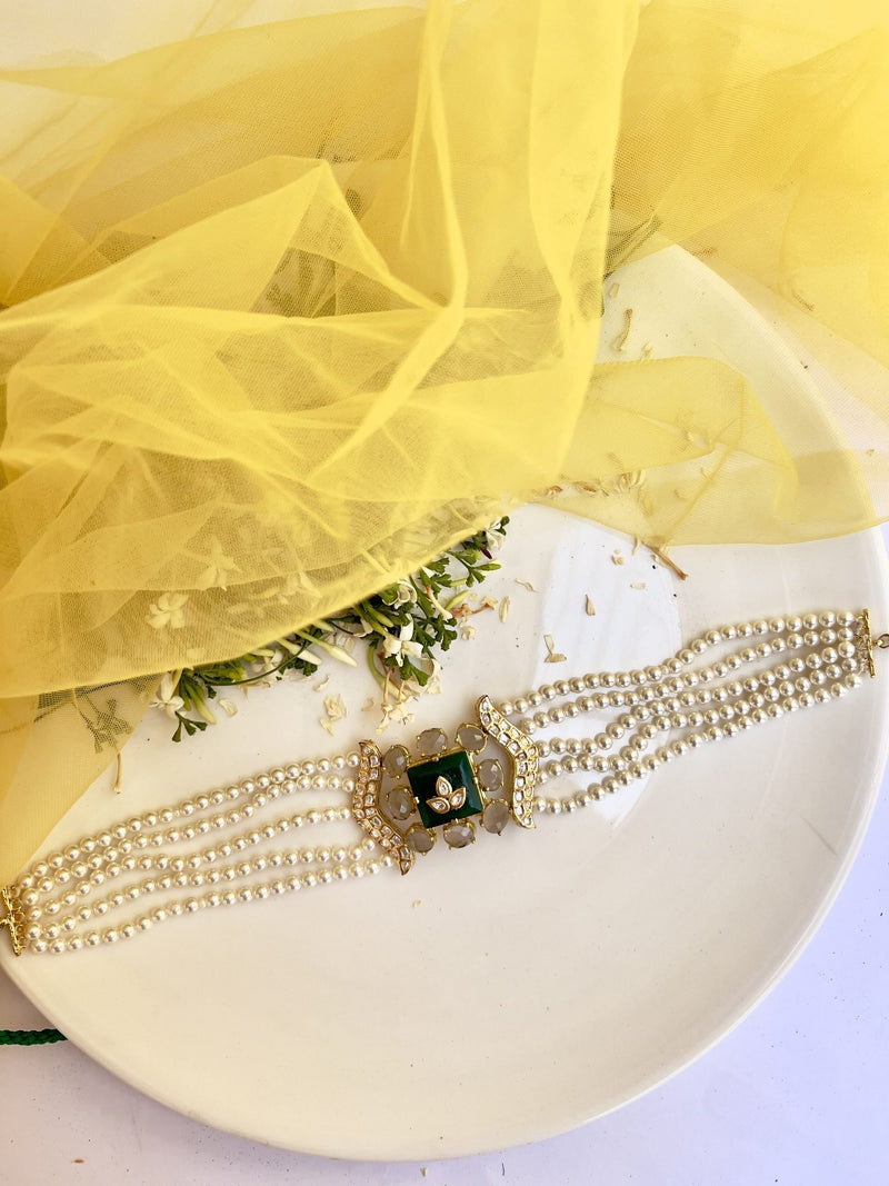 LE JOAQ BEADS & WHITE MOISSANITE NECKLACE SET jewellery in 24K gold plating | XAGO Luxe
