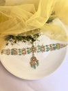 LE JULIAN BLUE GOLD PLATED MOISSANITE STUDDED MATHAPATTI jewellery in 24K gold plating | XAGO Luxe