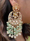 LE NICOLAS SEA GREEN BEADS & KUNDAN EARRINGS jewellery in 24K gold plating | XAGO Luxe