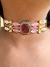 LE MARIO PINK PEARL & MOISSANITE NECKLACE jewellery in 24K gold plating | XAGO Luxe