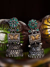 LE FAUSTO SILVER PLATED STONE STUDDED CONTEMPORARY JHUMKA jewellery in 24K gold plating | XAGO Luxe