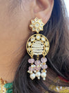 LE SANTIAGO PINK BEADS & KUNDAN DROP EARRINGS jewellery in 24K gold plating | XAGO Luxe