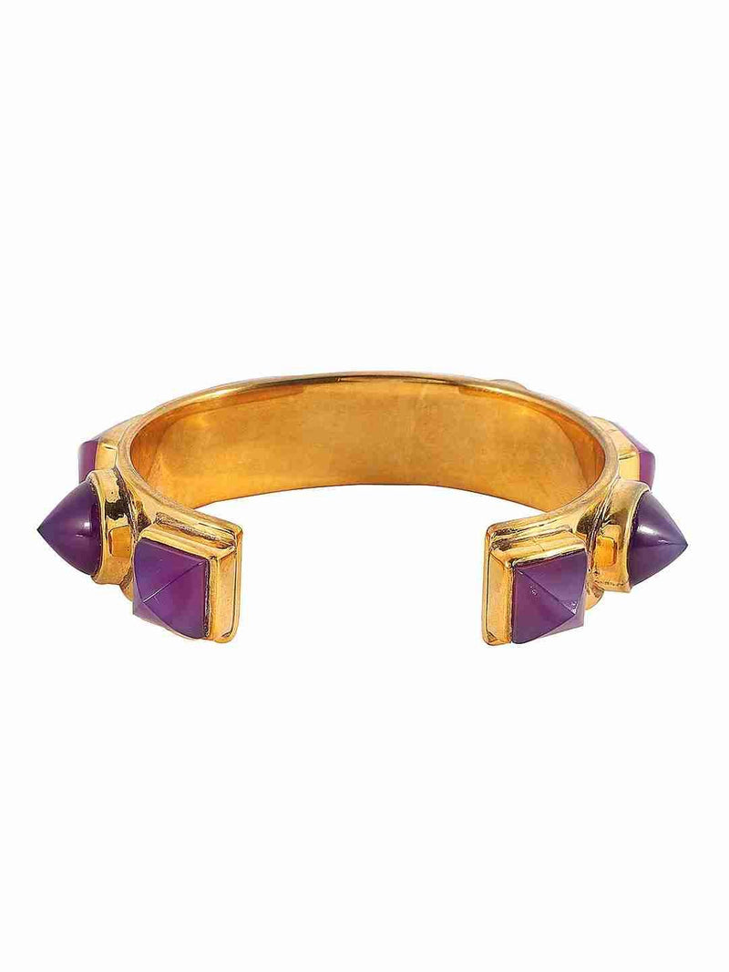 ARINYA AMETHYST HANDCUFF statement earrings in 24K gold plating | XAGO Luxe
