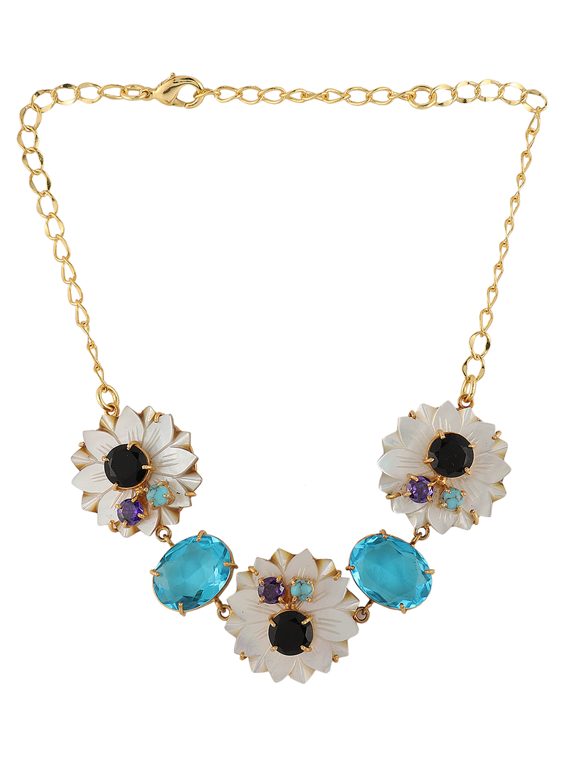 SHIVERA BLUE QUARTZ CHOKER NECKLACE jewellery in 24K gold plating | XAGO Luxe