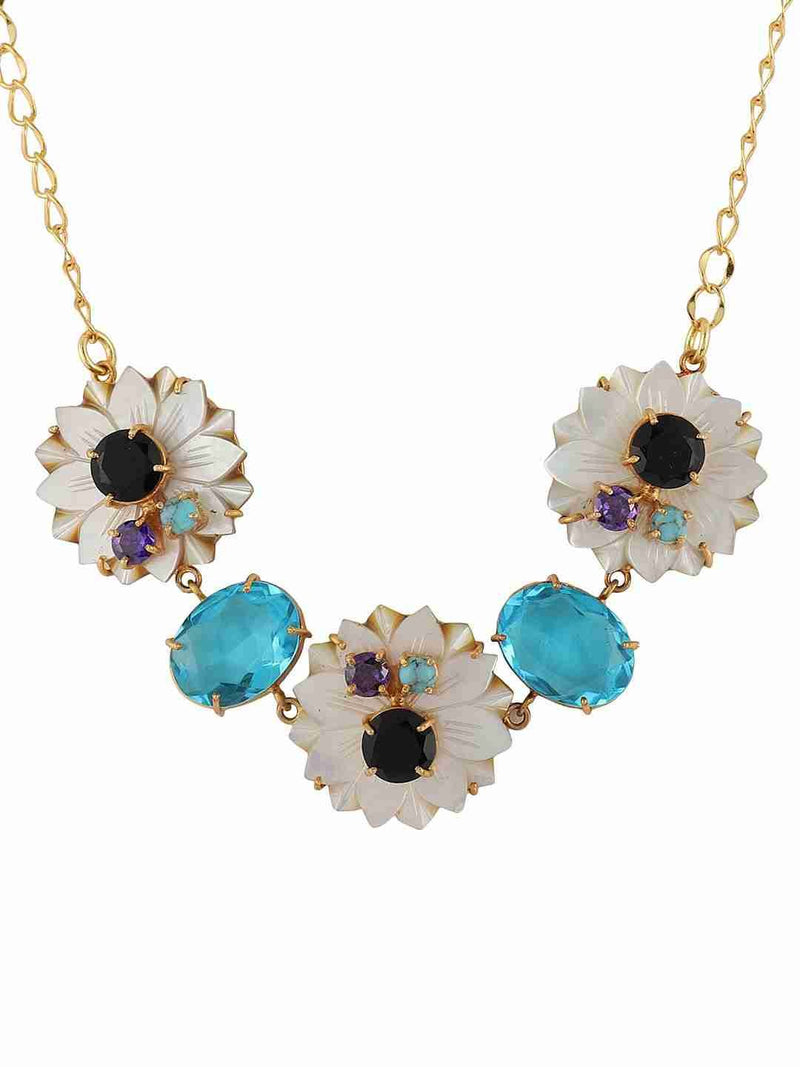 SHIVERA BLUE QUARTZ CHOKER NECKLACE jewellery in 24K gold plating | XAGO Luxe
