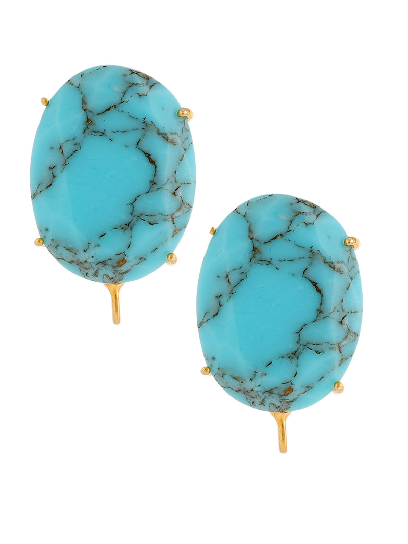 LE VALERIA TURQUOISE AND GARNET 2 IN 1 CONVERTIBLE DROP EARRINGS jewellery in 24K gold plating | XAGO Luxe