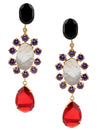 LEONORA BLACK ONYX, AMETHYST & GARNET CONVERT EARRING jewellery in 24K gold plating | XAGO Luxe