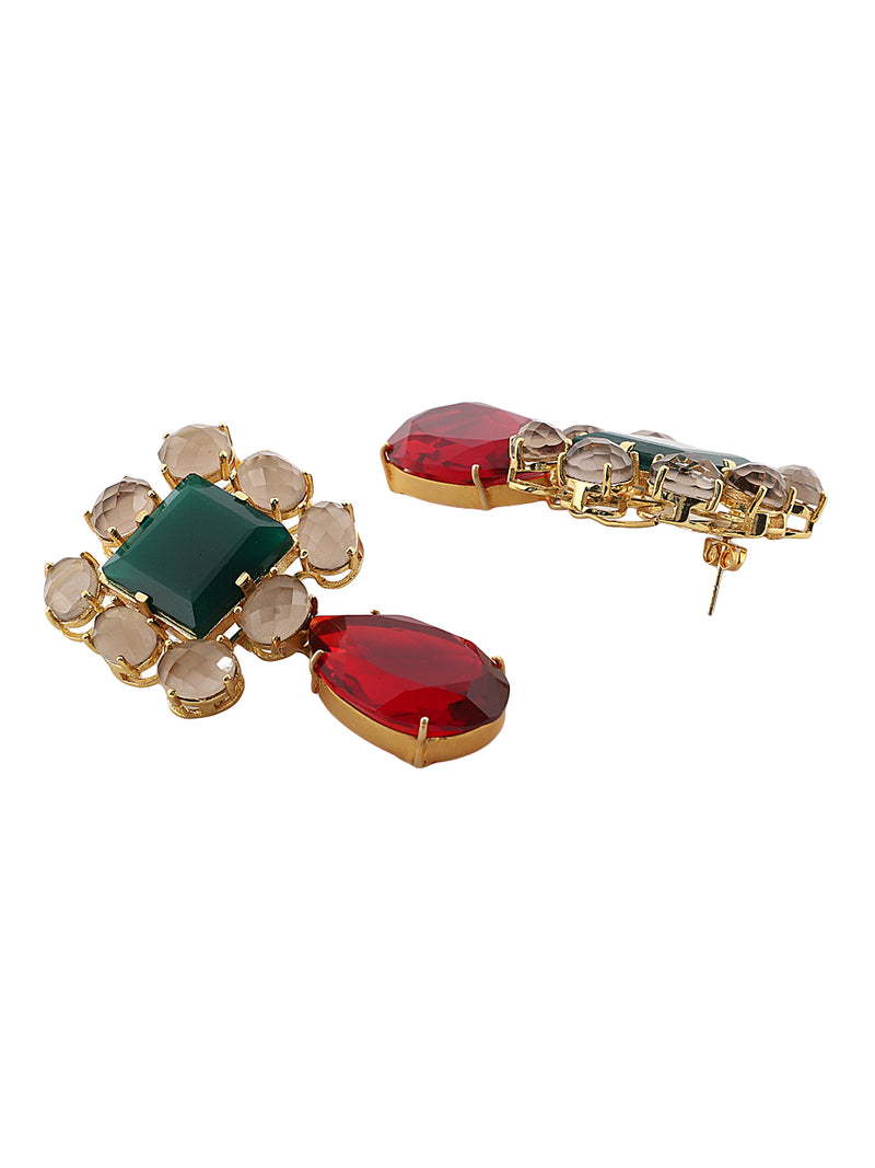 ELODIE GREEN ONYX, SMOKY QUARTZ & GARNET CONVERT EARRING jewellery in 24K gold plating | XAGO Luxe