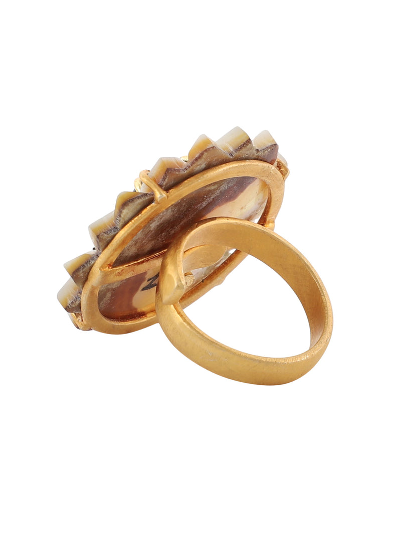 MARISOL BLACK ONYX & TURQUOISE RING jewellery in 24K gold plating | XAGO Luxe
