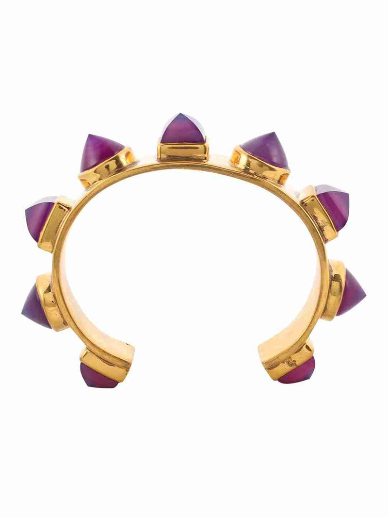 ARINYA AMETHYST HANDCUFF statement earrings in 24K gold plating | XAGO Luxe