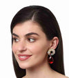 KARASI BLACK ONYX, GARNET AND MOTHER OF PEARL CONVERT EARRINGS jewellery in 24K gold plating | XAGO Luxe