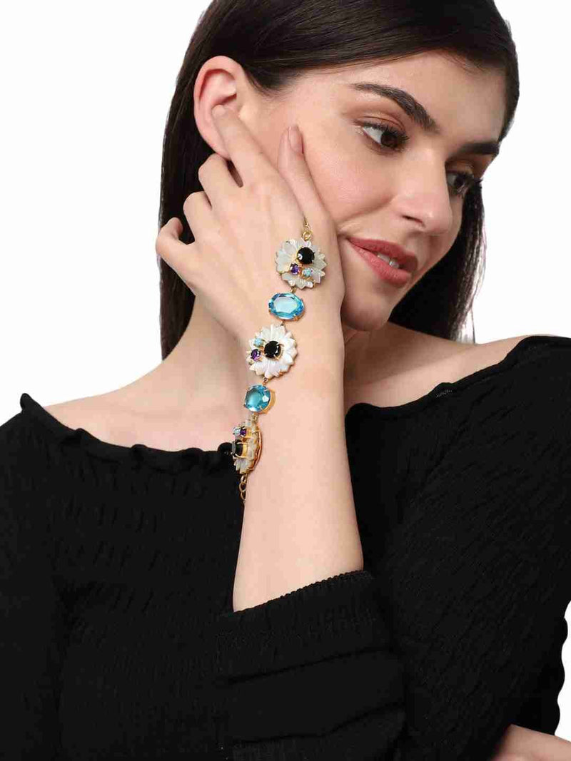 SHIVERA BLUE QUARTZ CHOKER NECKLACE jewellery in 24K gold plating | XAGO Luxe