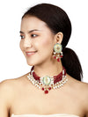 VRINDA MAROON BEADS & PEARLS KUNDAN NECKLACE SET jewellery in 24K gold plating | XAGO Luxe