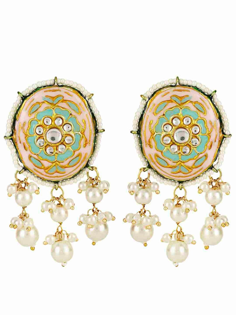 LAASYA PURPLE BEADS & WHITE PERALS KHUNDAN NECKLACE SET jewellery in 24K gold plating | XAGO Luxe