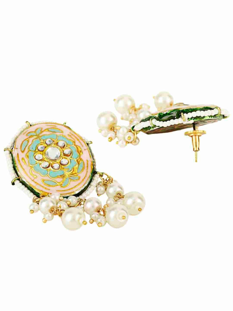 LAASYA PURPLE BEADS & WHITE PERALS KHUNDAN NECKLACE SET jewellery in 24K gold plating | XAGO Luxe