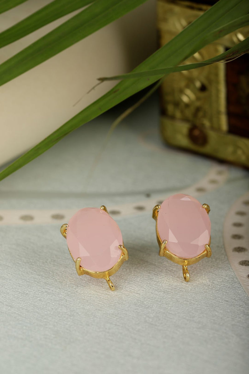 BACCA PINK ONYX GOLD PLATED STUDS jewellery in 24K gold plating | XAGO Luxe