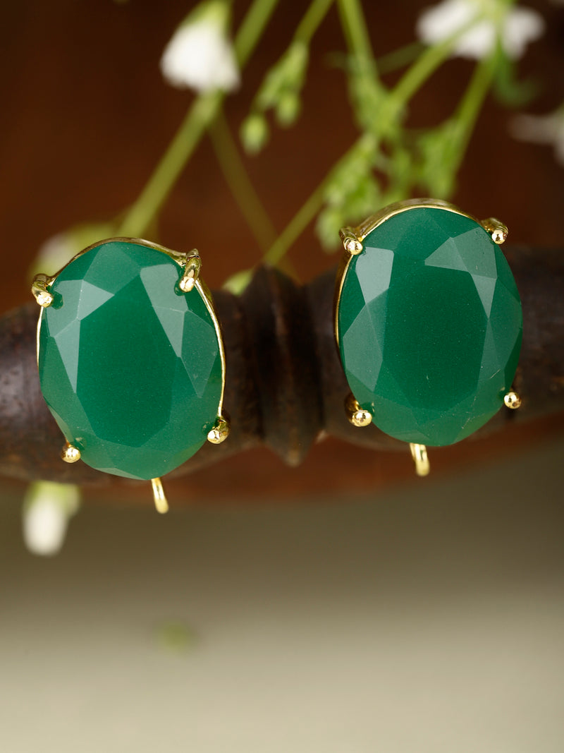 GALEN GREEN ONYX GOLD PLATED STUDS jewellery in 24K gold plating | XAGO Luxe