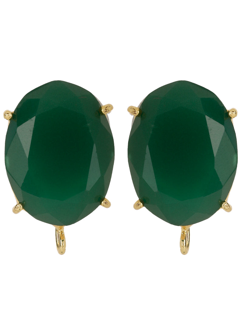 GALEN GREEN ONYX GOLD PLATED STUDS jewellery in 24K gold plating | XAGO Luxe